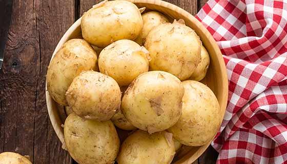 Unpeeled potatoes